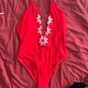 Cupshe one piece swimsuit, red, women's medium